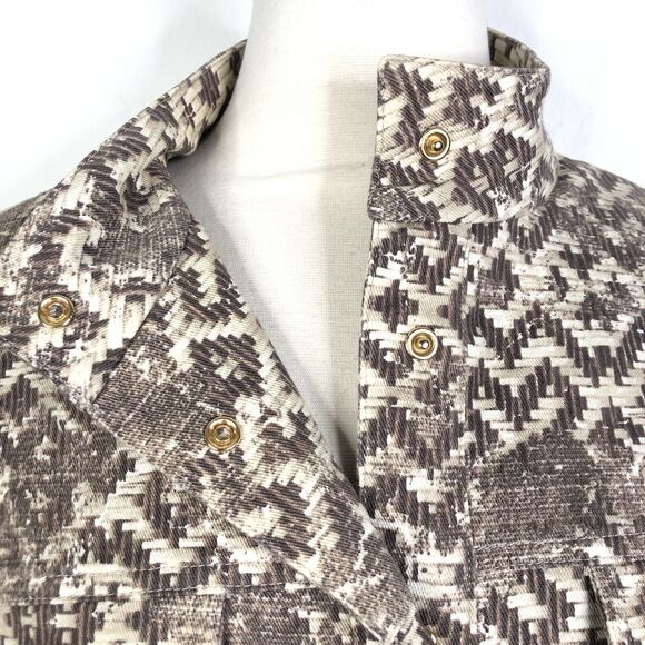 St. John Sport By Marie Gray Aztec Geometric Print Snap Button Jacket Women’s L - Picture 7 of 8